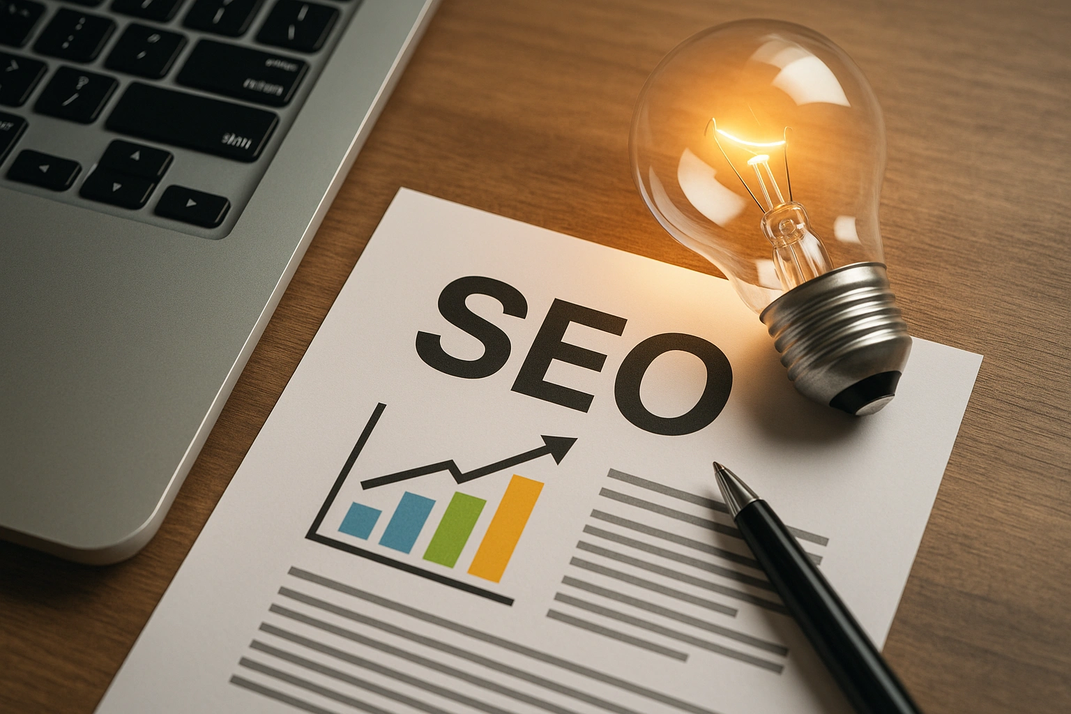 Search Engine Optimisation training abstract illustration representing search intent, content structure, keywords and optimisation workflow